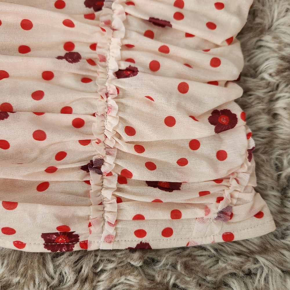 Scottie Printed‎ Tube Top Ivory Tea Combo Red And White - Picture 3 of 10